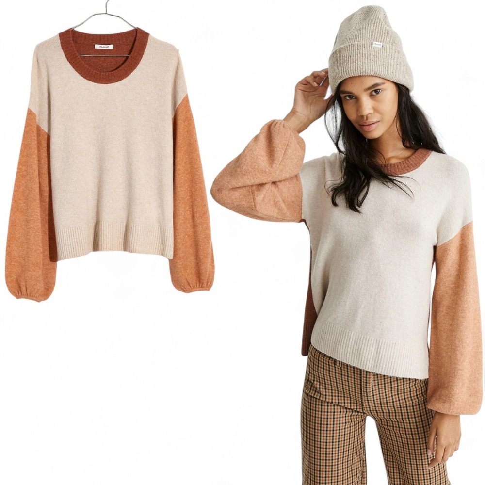 Madewell Colorblock Payton Pullover Sweater Womens M Wool Alpaca Blend Oversized